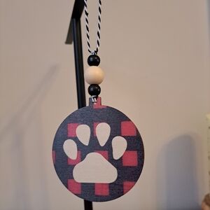 Plaid Paw Print Ornament